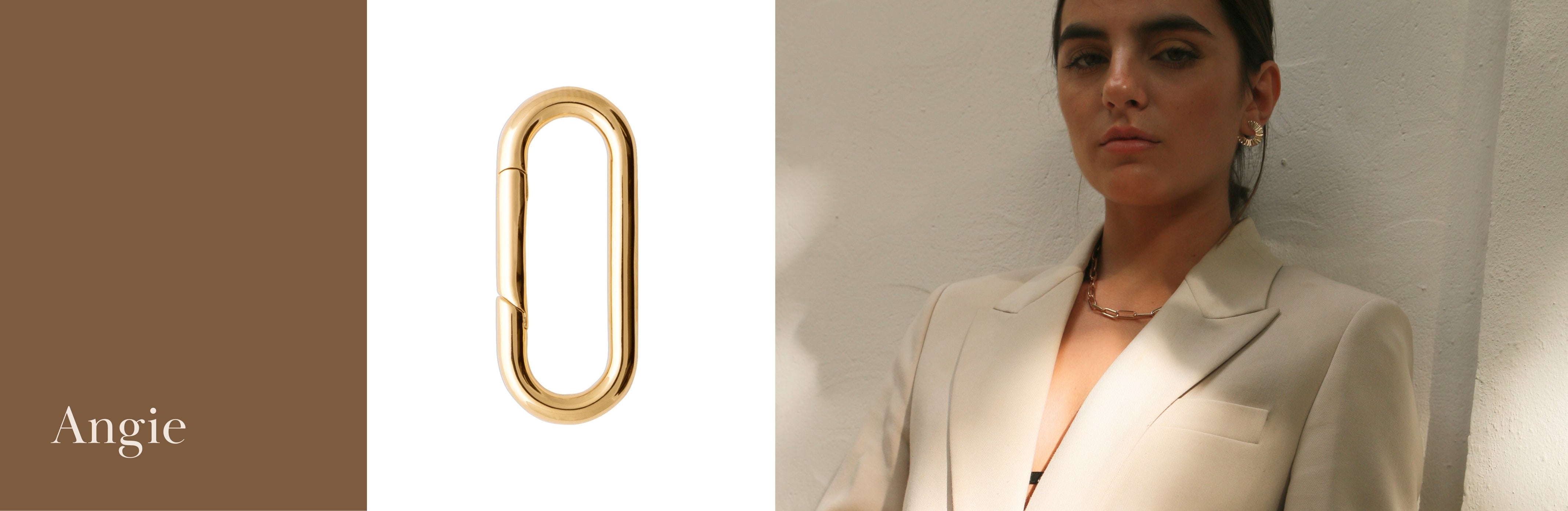 Pendientes , collares y pulseras chapadas con 3 micras de oro de 18 kilates, ANGIE eslabones