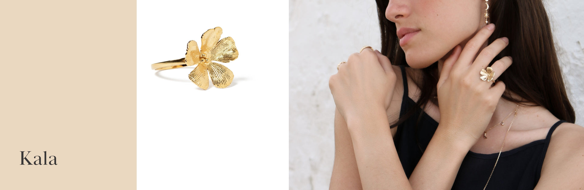 Pendientes , collares y pulseras chapadas con 3 micras de oro de 18 kilates , KALA