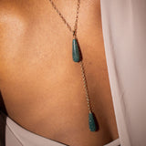 Collar long Aloise agata blue golden