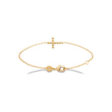 PULSERA CRUZ BOLITAS GOLDEN