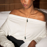 Collar long Aloise agata blue golden