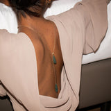 Collar long Aloise agata blue golden